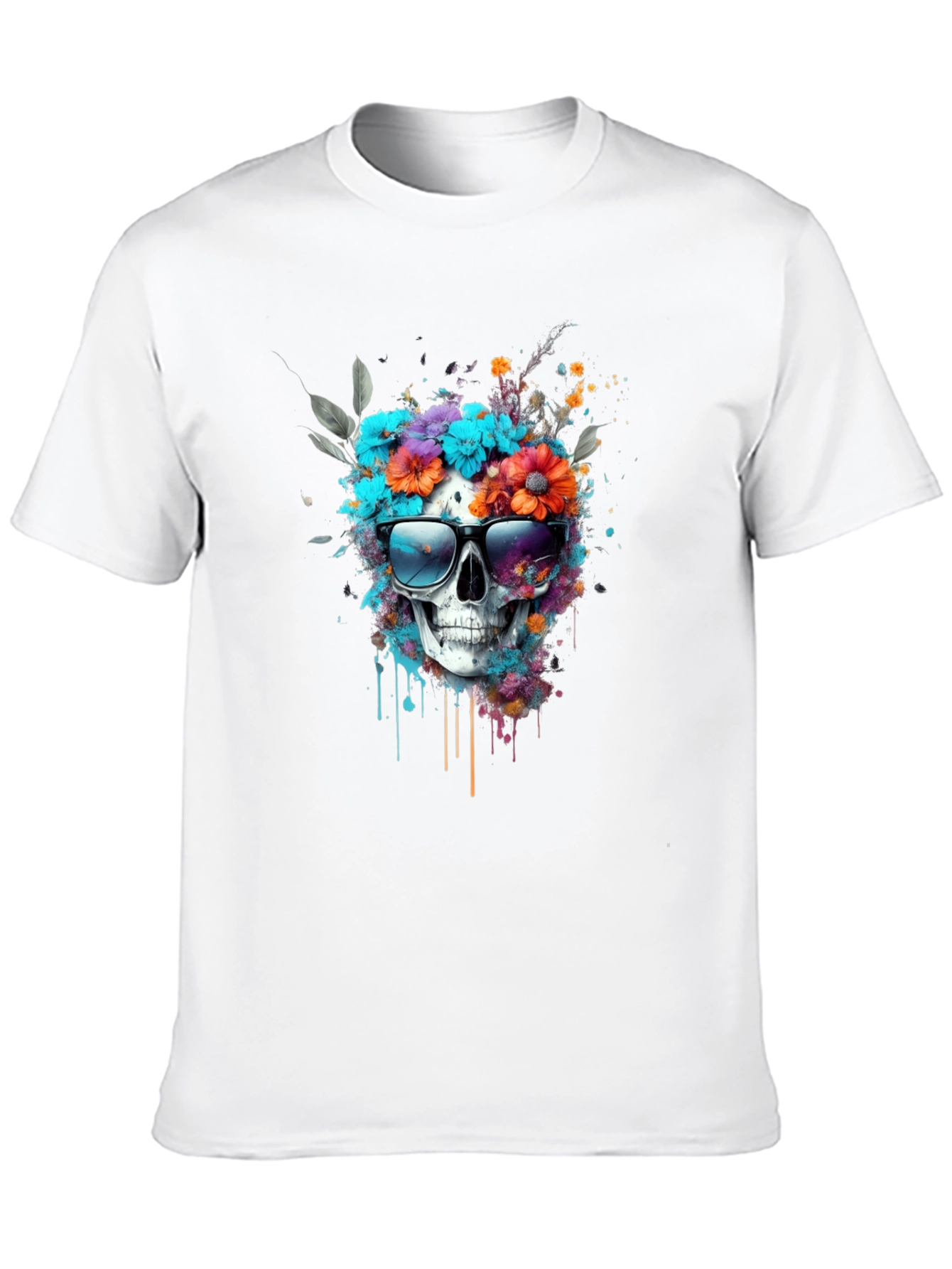 Floral Skull Graphic Tee - Stylish & Unique