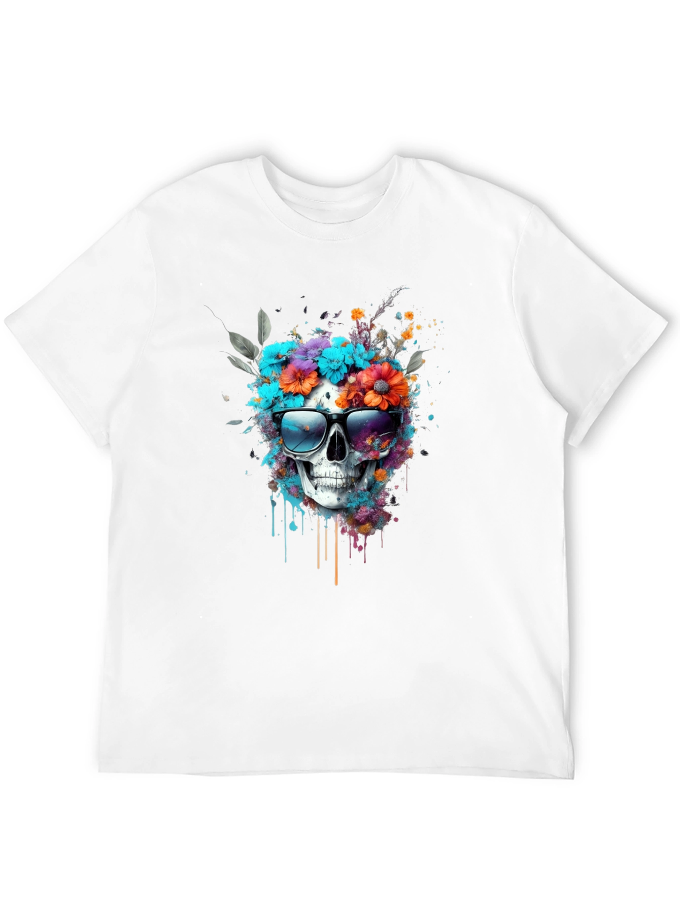 Floral Skull Graphic Tee - Stylish & Unique