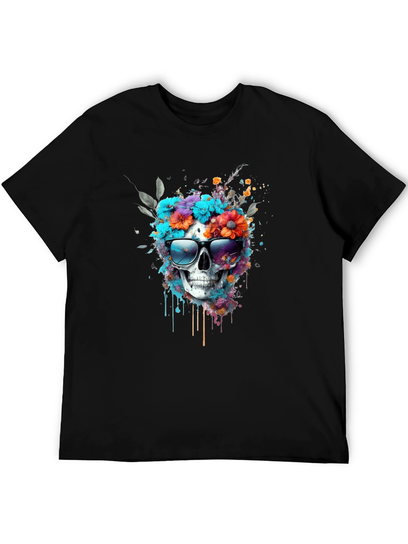 Floral Skull Graphic Tee - Stylish & Unique