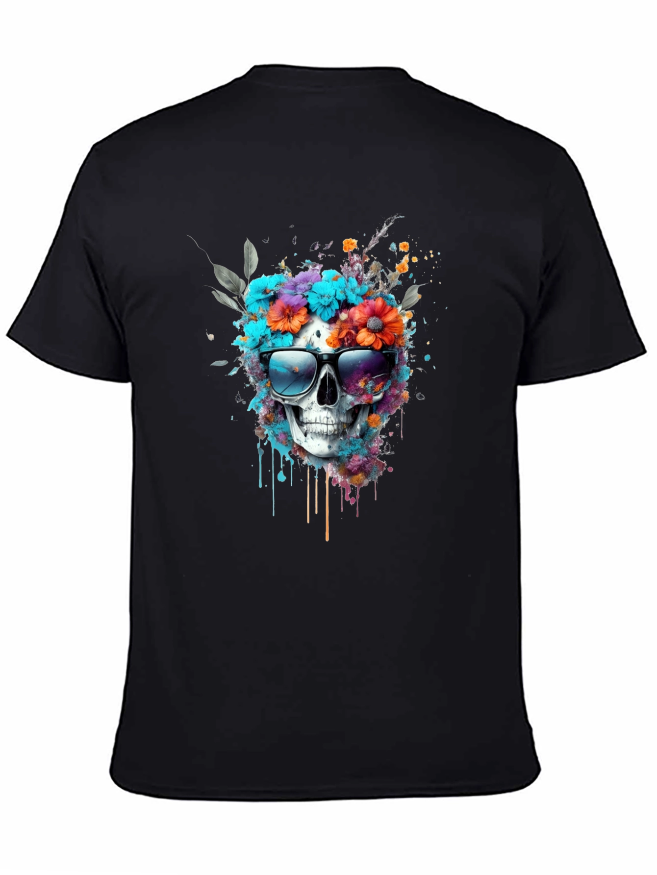 Floral Skull Graphic Tee - Stylish & Unique