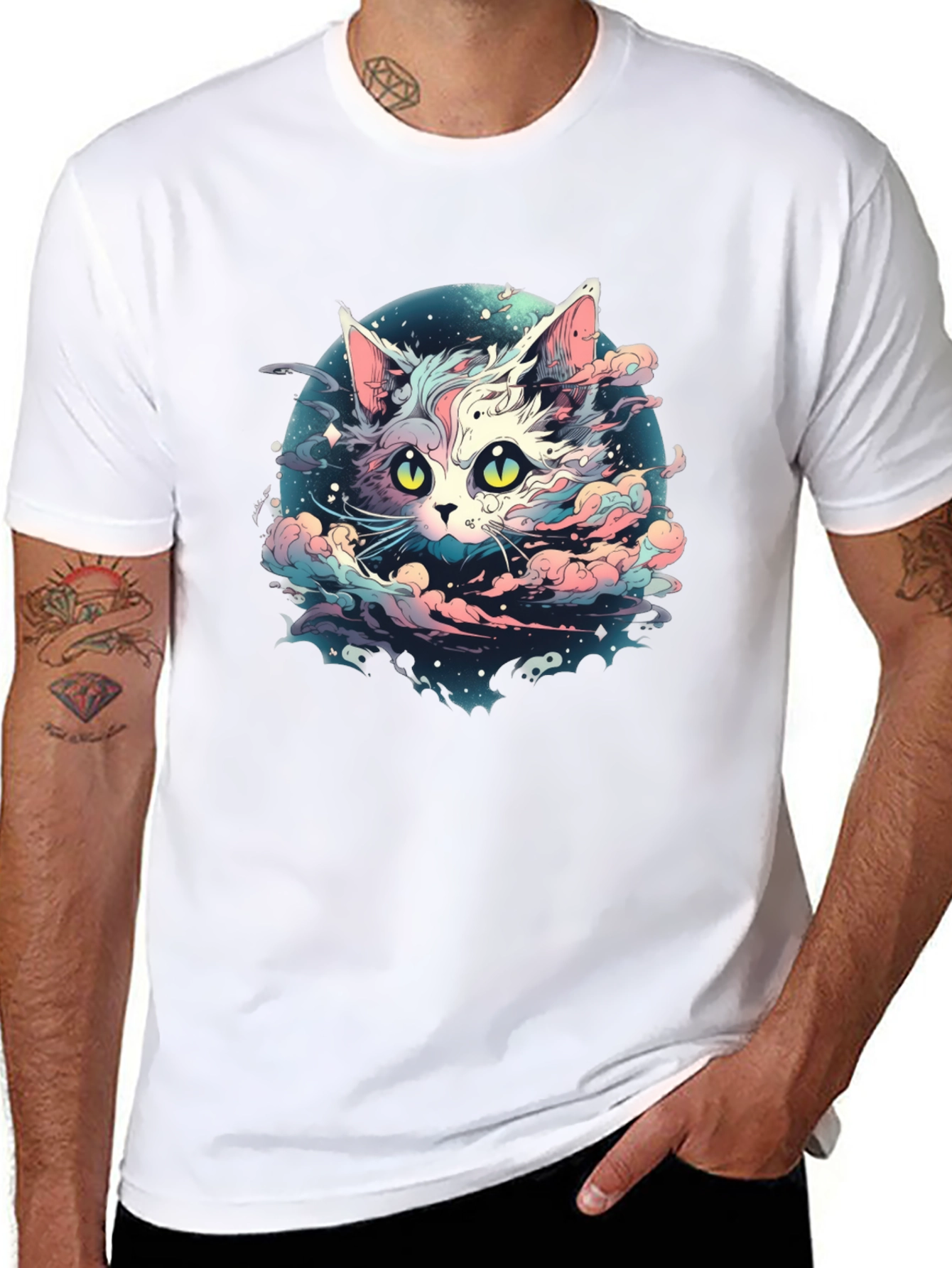 Celestial Cat T-Shirt - Cosmic Feline Design