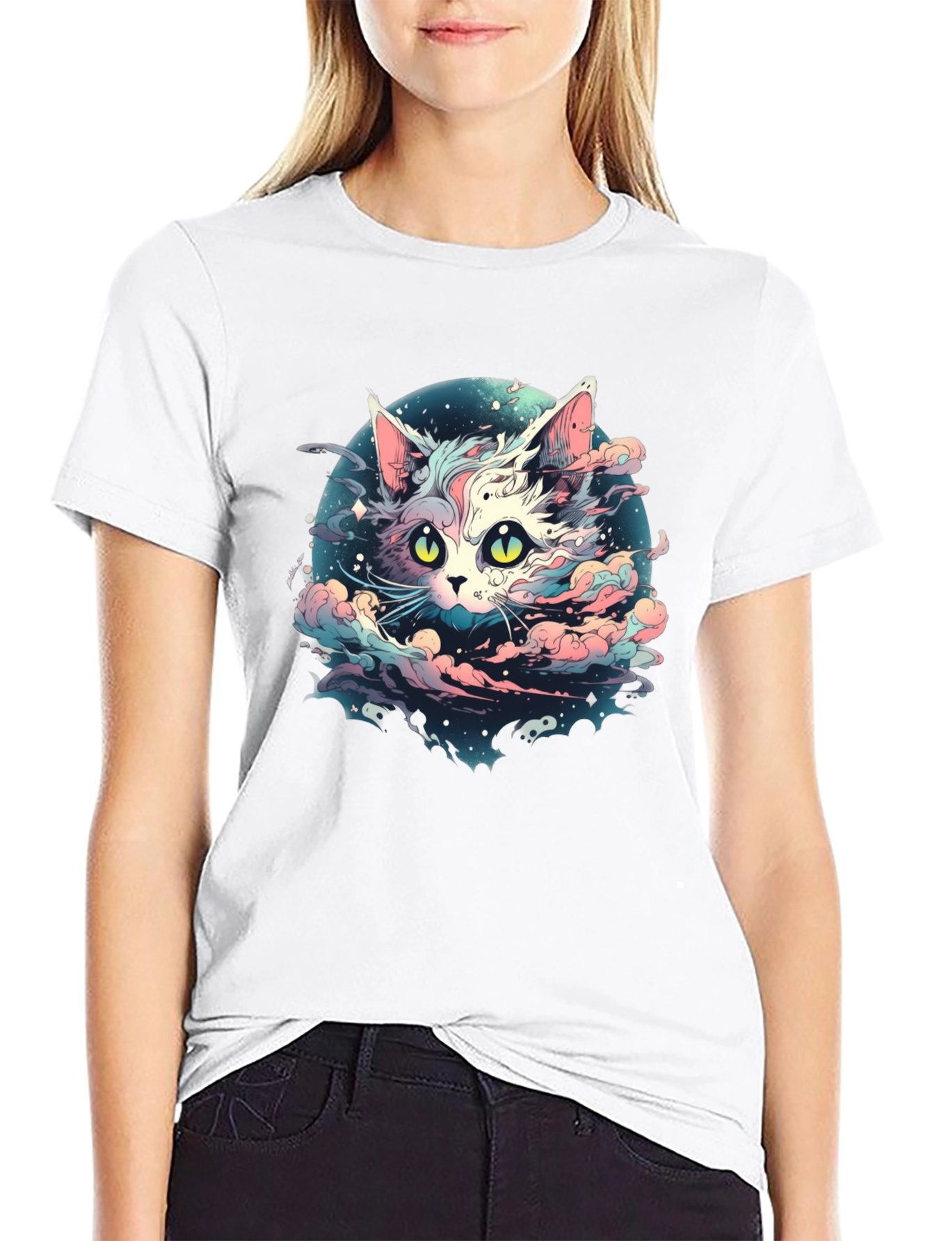 Celestial Cat T-Shirt - Cosmic Feline Design