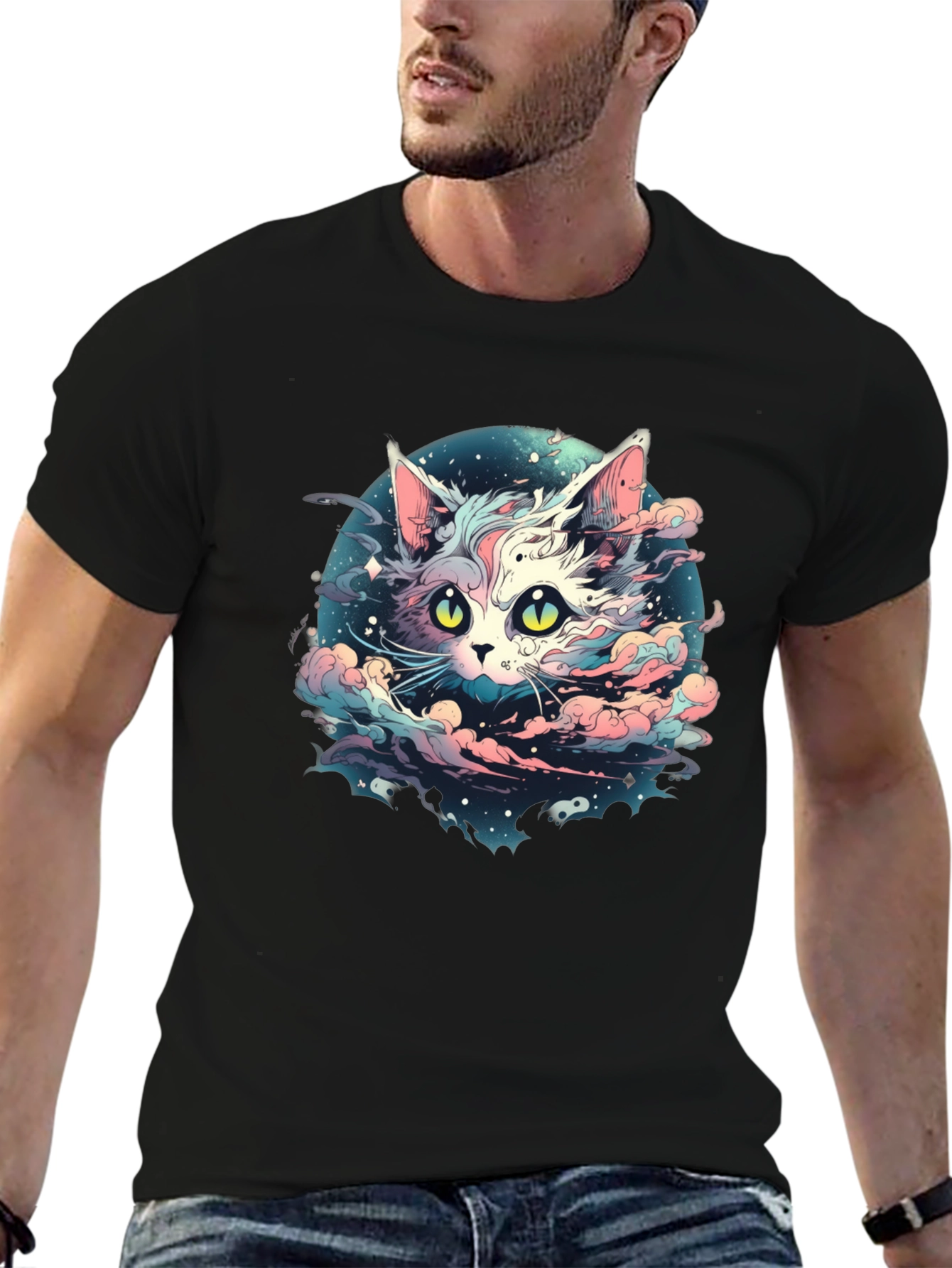 Celestial Cat T-Shirt - Cosmic Feline Design