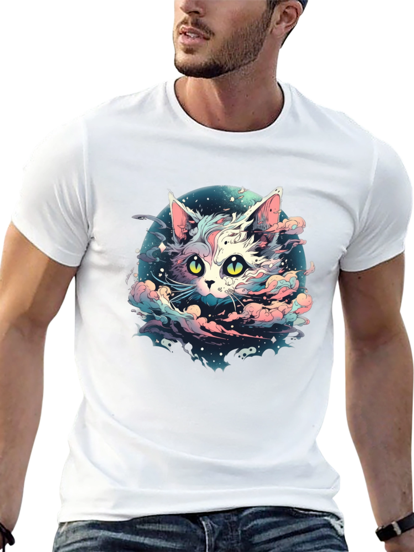 Celestial Cat T-Shirt - Cosmic Feline Design
