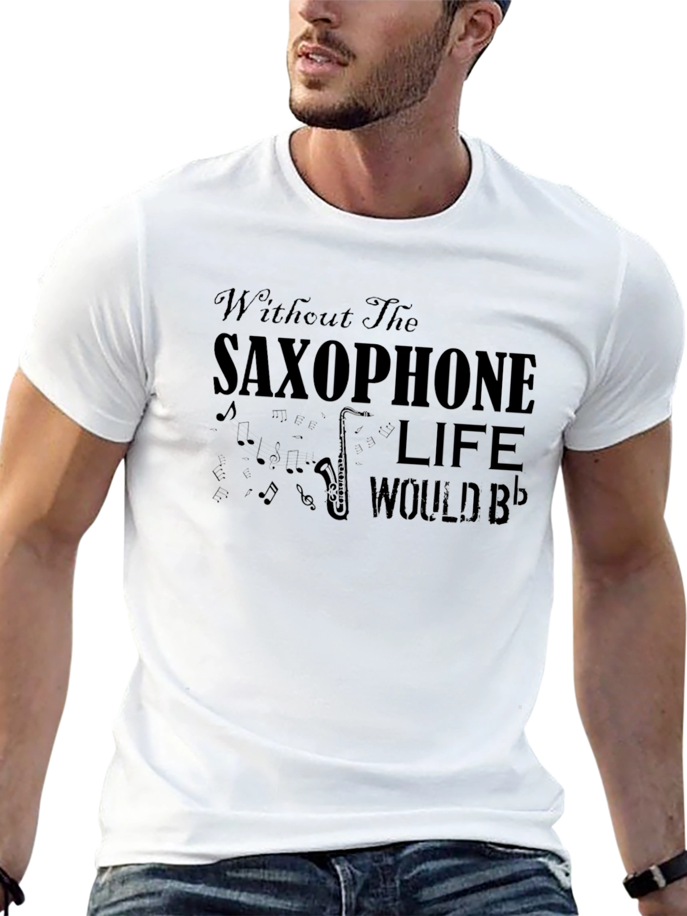Saxophone Music Lover Graphic Tee - Life Would Bb