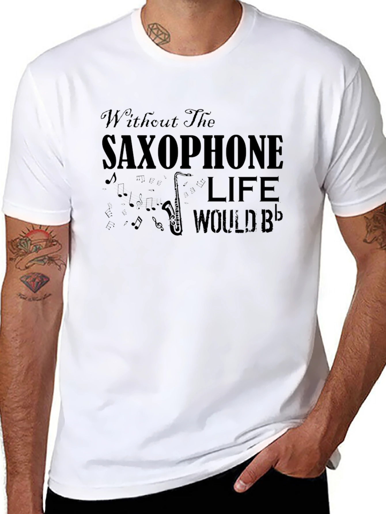 Saxophone Music Lover Graphic Tee - Life Would Bb
