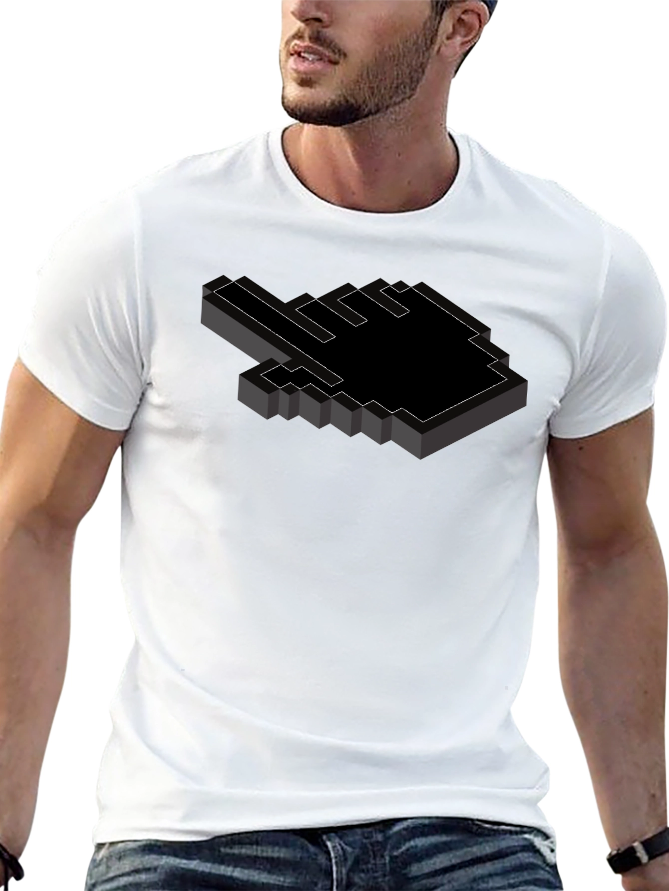 Pixel Hand Pointer Black Graphic Tee
