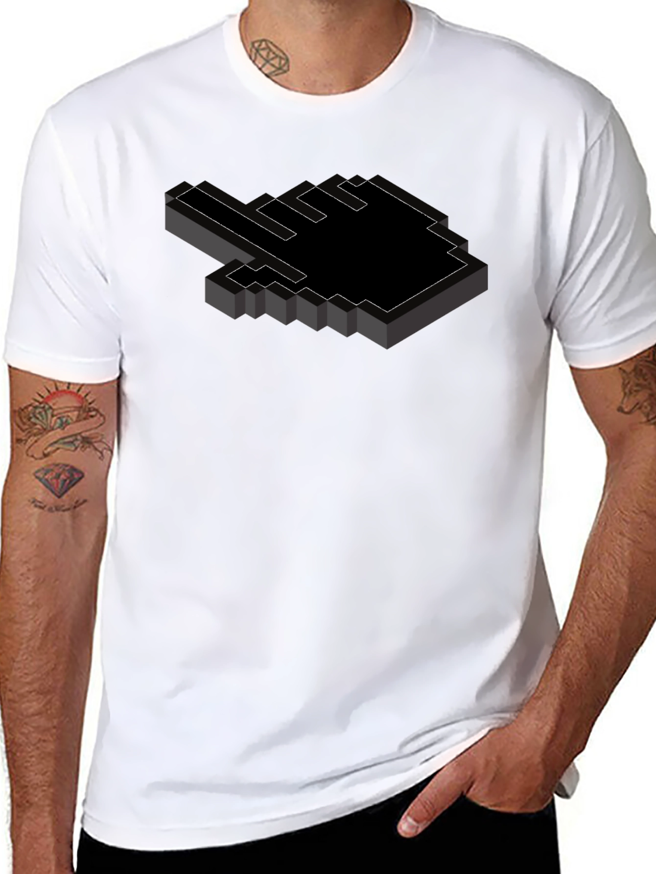 Pixel Hand Pointer Black Graphic Tee