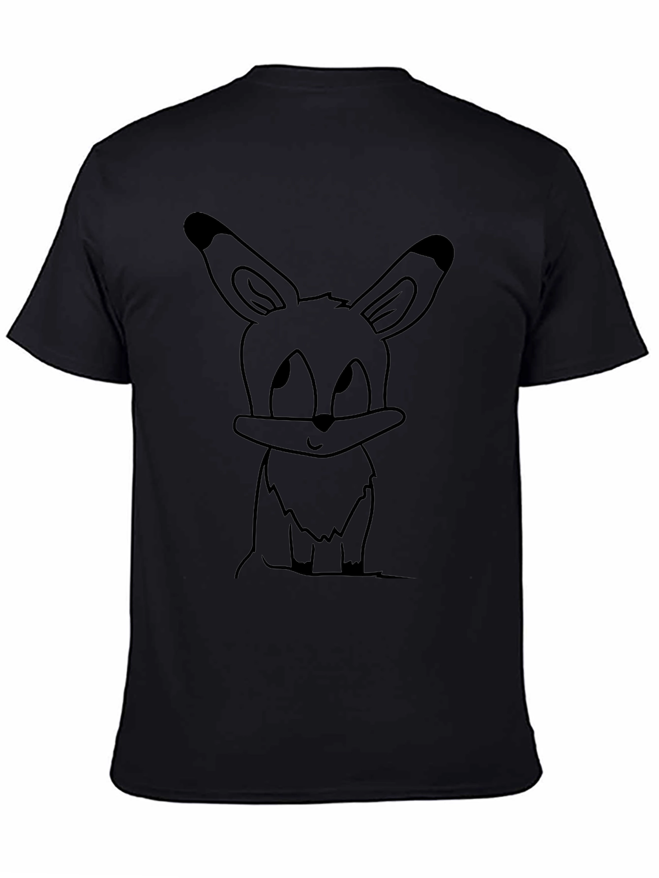 Cute Cartoon Bunny Black T-Shirt