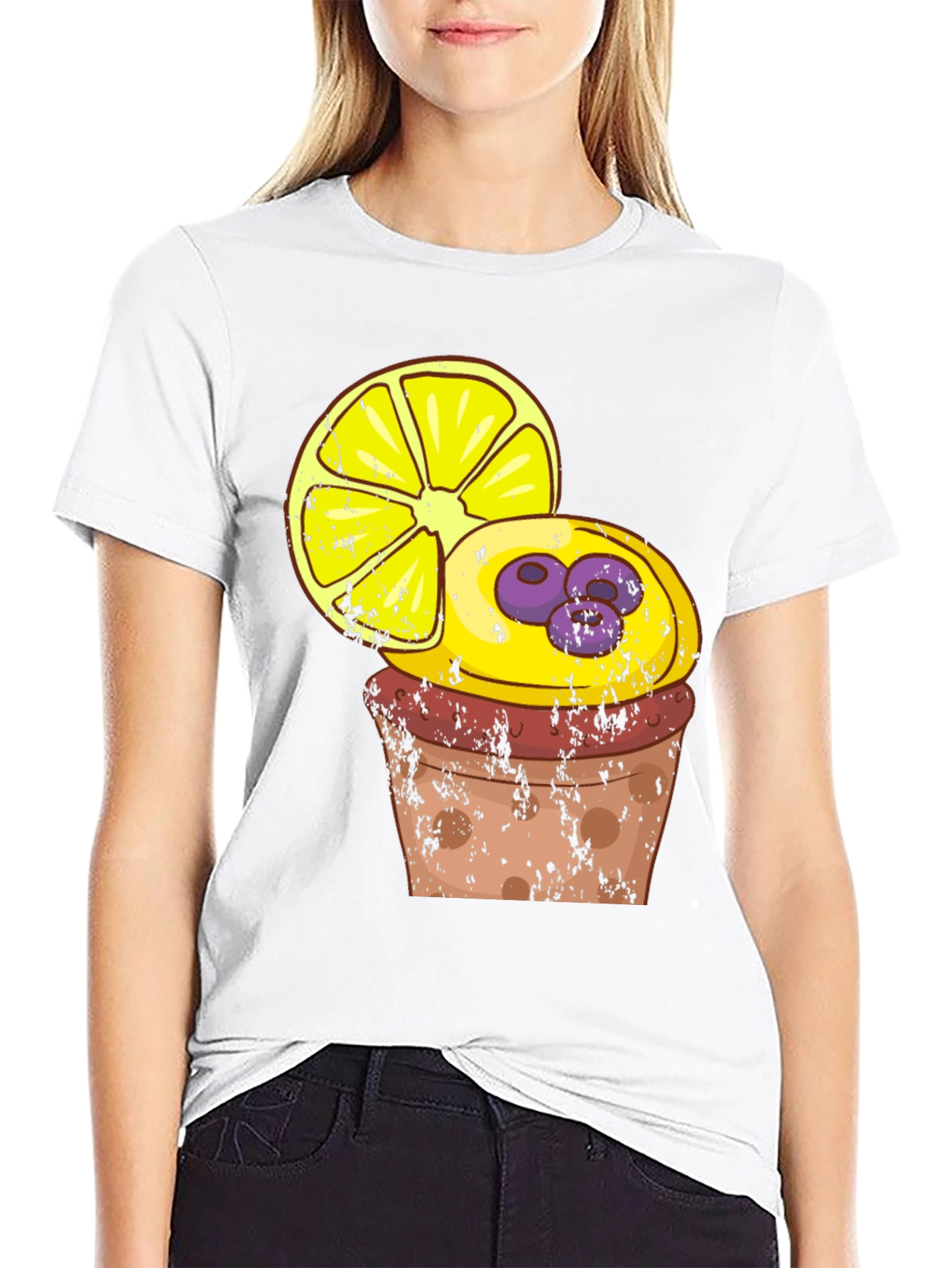 Lemon Blueberry Cupcake Graphic T-Shirt