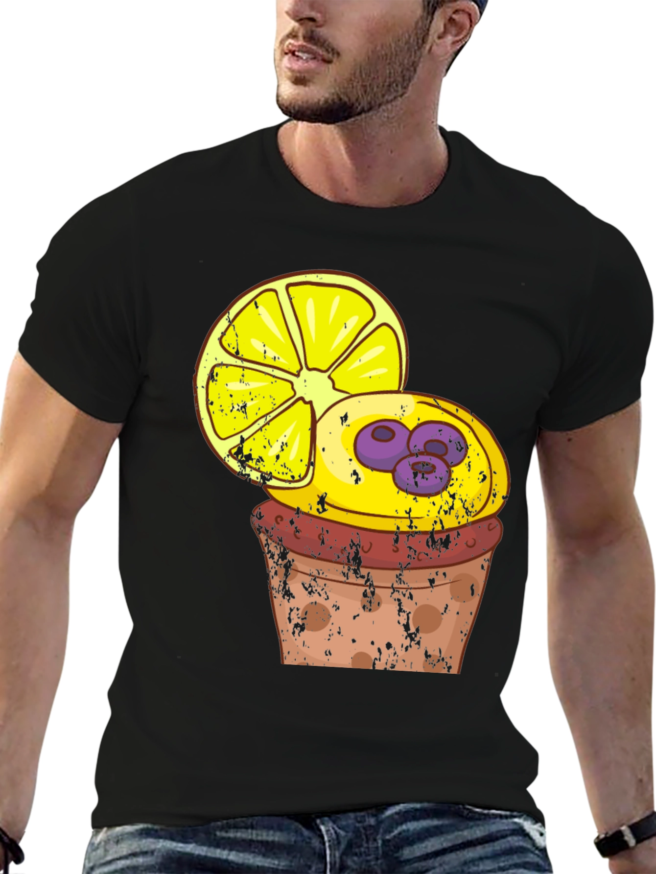 Lemon Blueberry Cupcake Graphic T-Shirt
