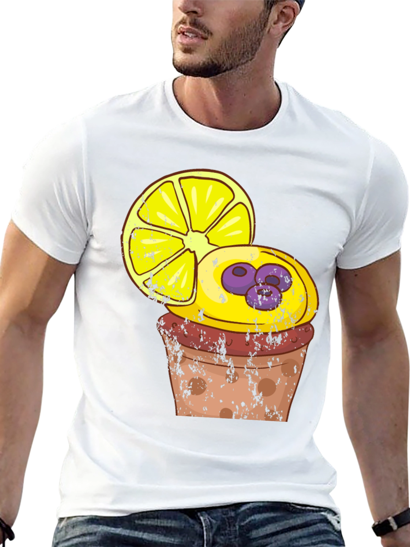 Lemon Blueberry Cupcake Graphic T-Shirt