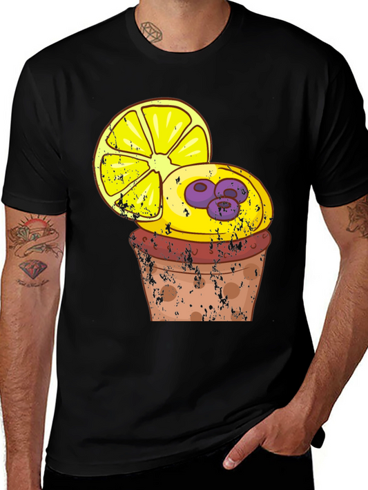 Lemon Blueberry Cupcake Graphic T-Shirt