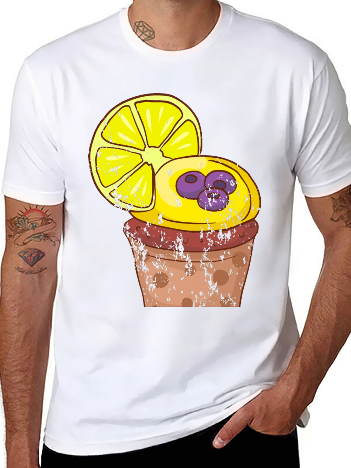 Lemon Blueberry Cupcake Graphic T-Shirt