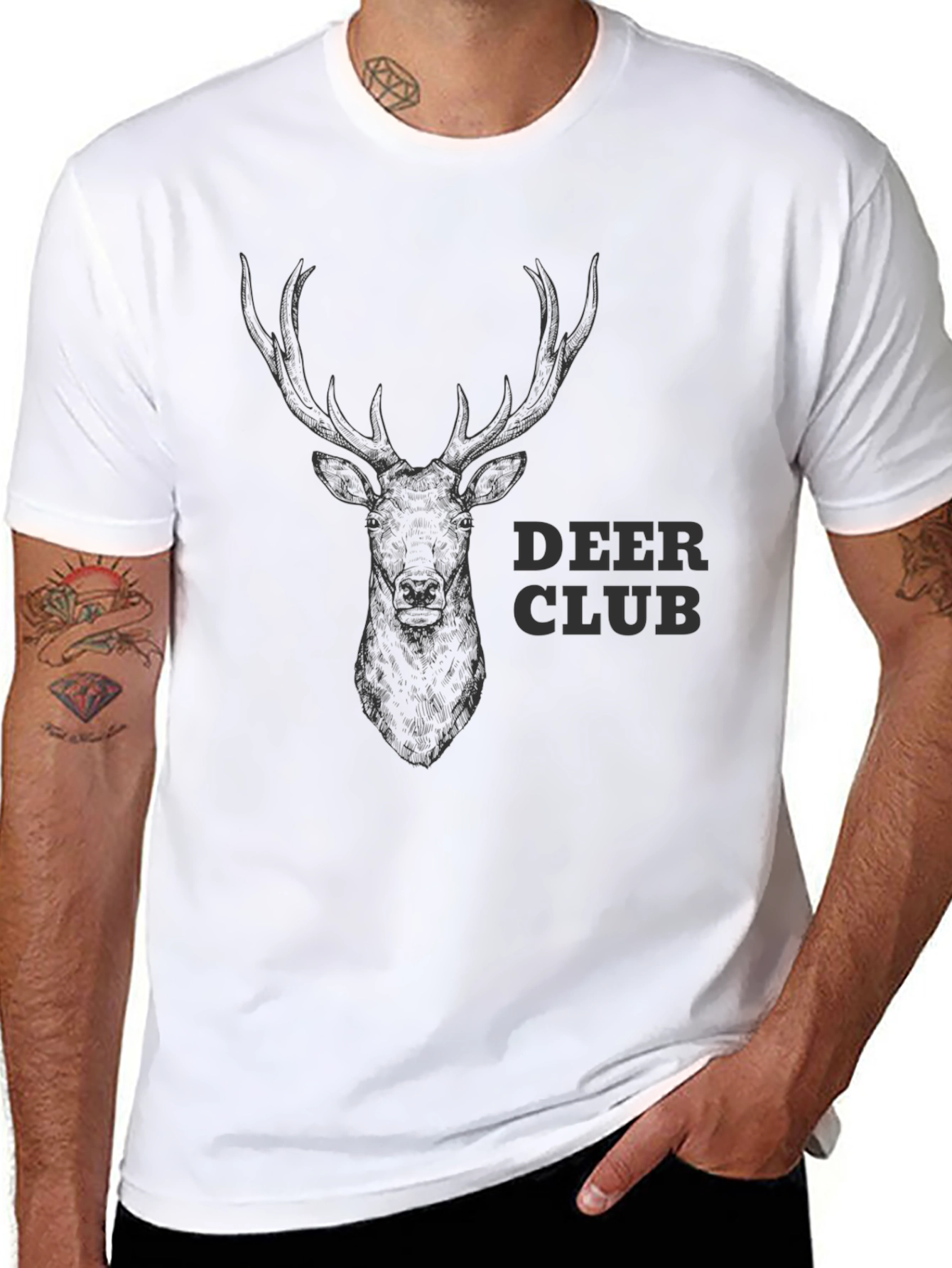 Deer Club Graphic T-Shirt - Stylish Mens Tee