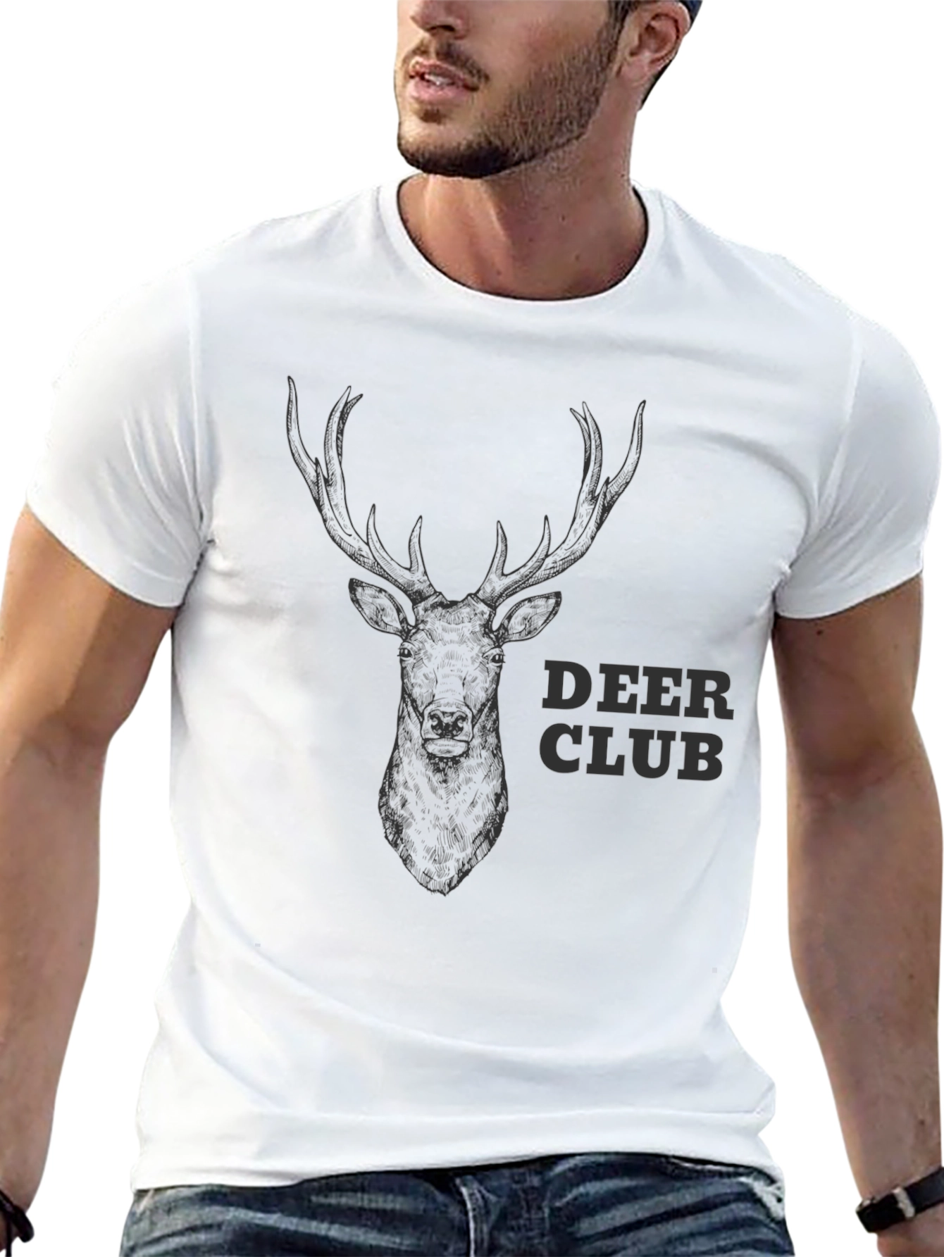 Deer Club Graphic T-Shirt - Stylish Mens Tee