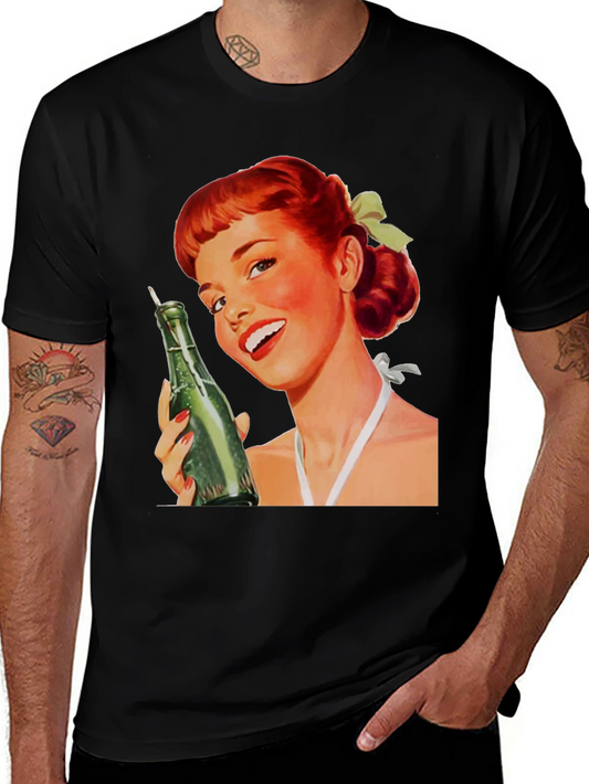 Retro Pin-Up Girl Black Graphic Tee