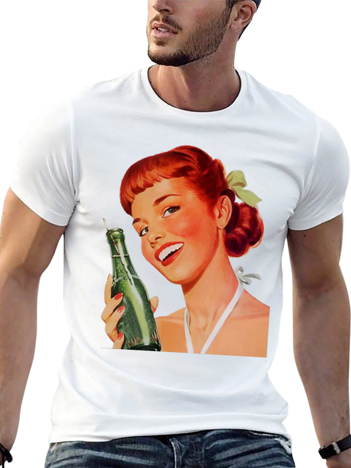 Retro Pin-Up Girl Black Graphic Tee