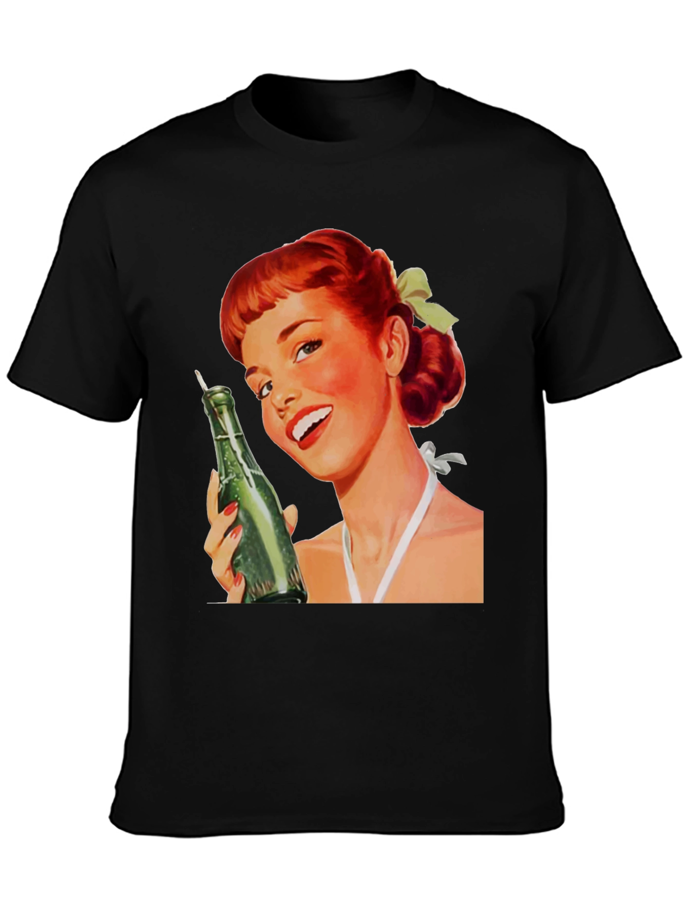 Retro Pin-Up Girl Black Graphic Tee