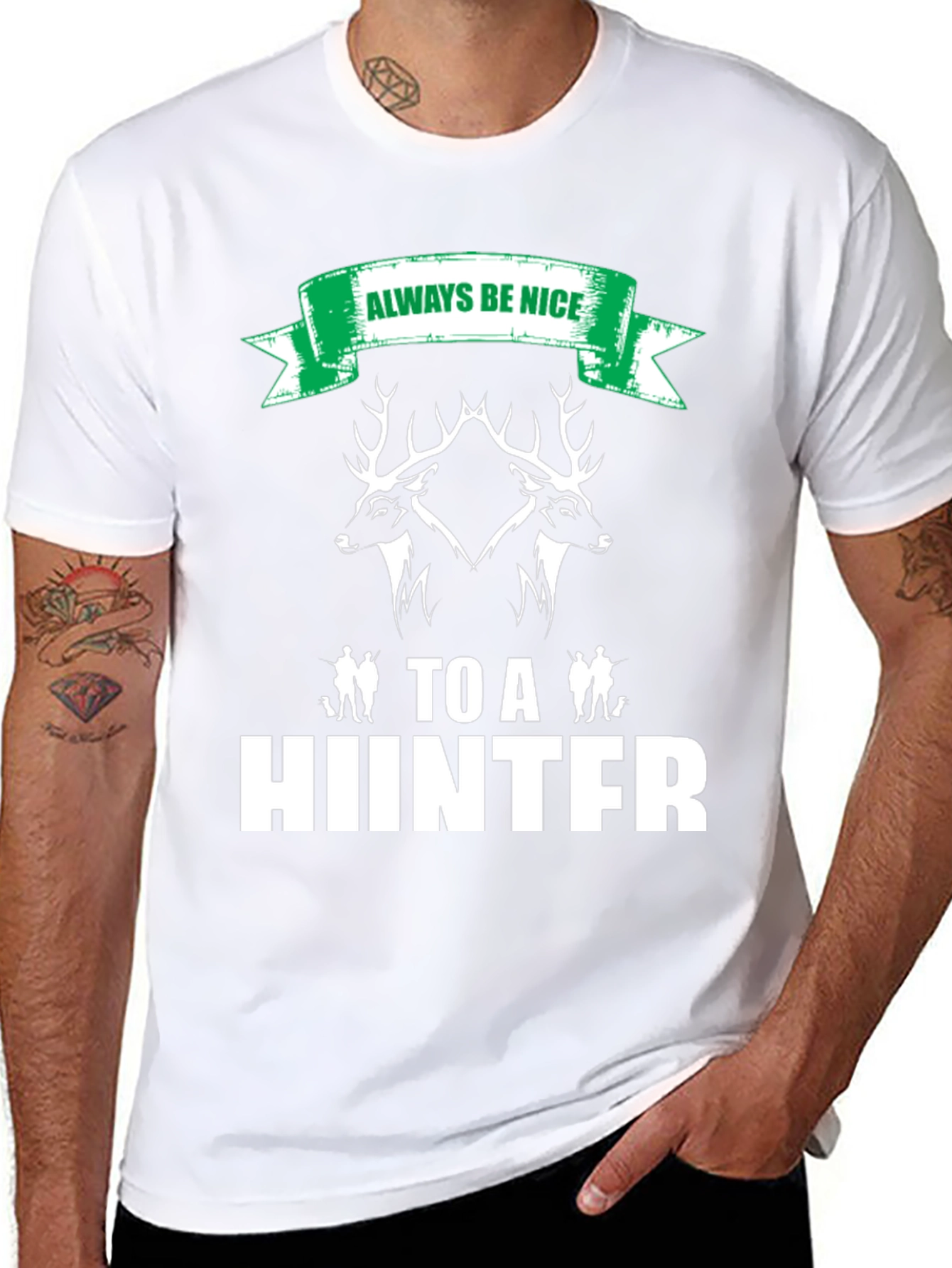 Always Be Nice to a Hunter Black Graphic Tee