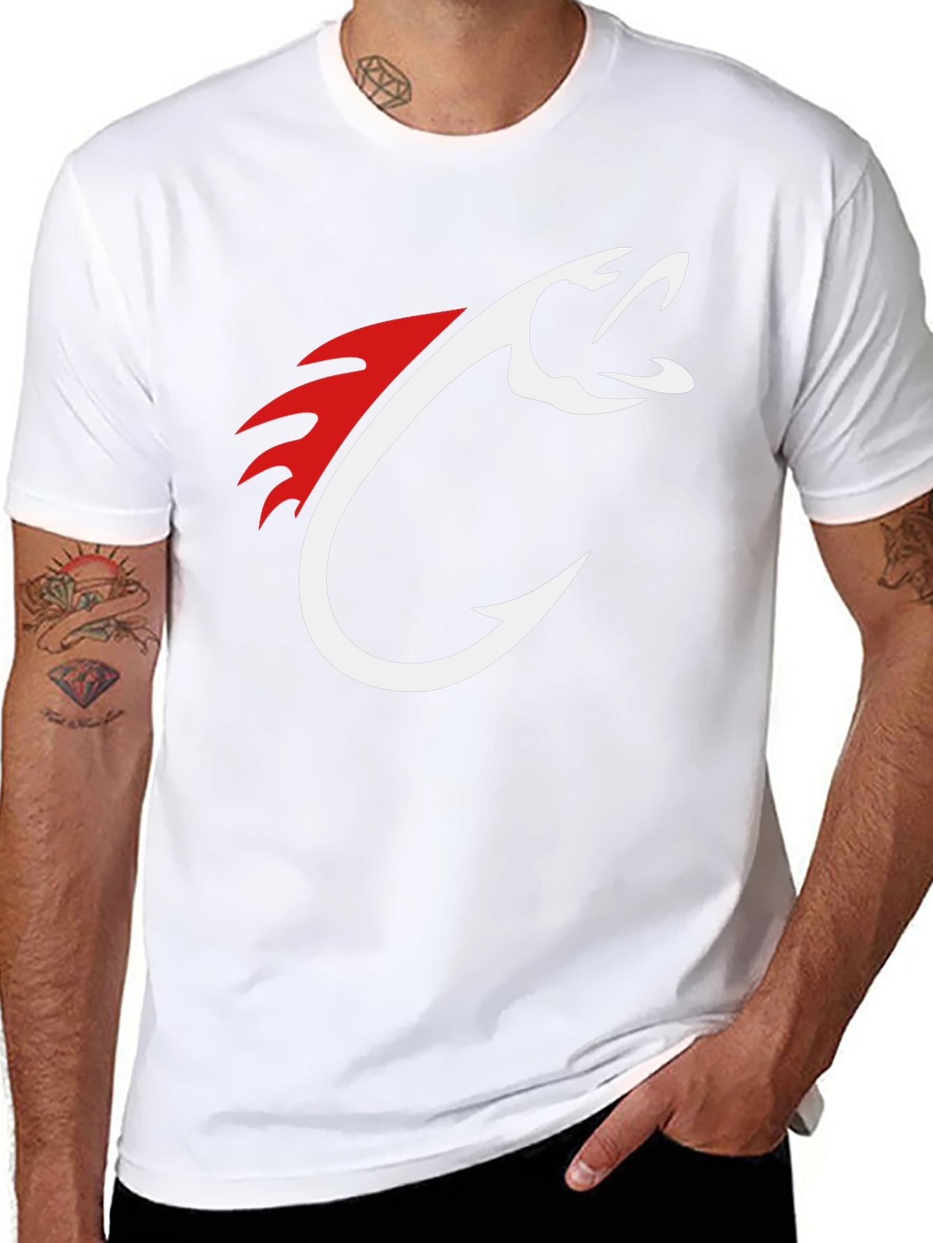 Mens Black Fishing Hook Graphic Tee