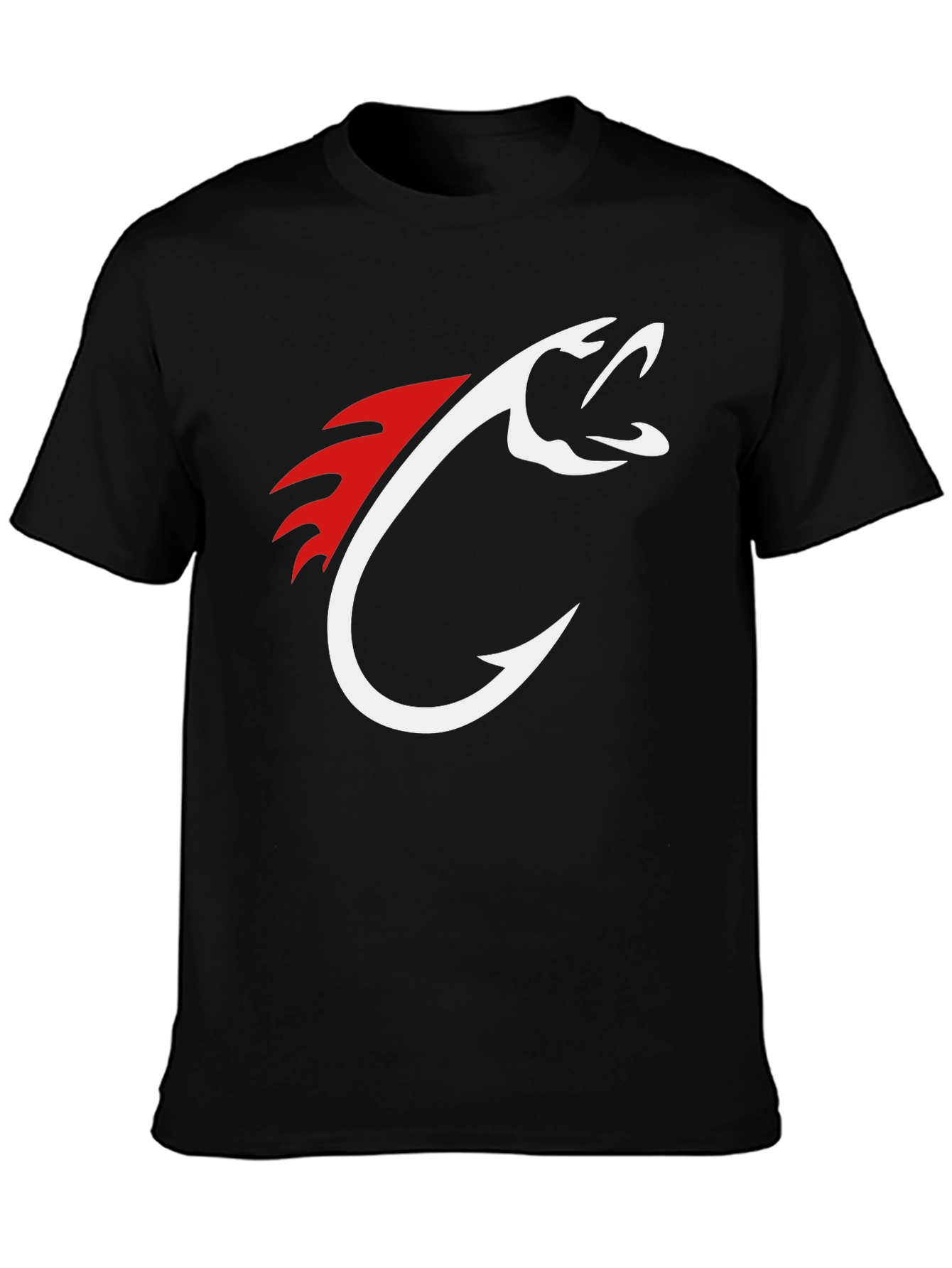 Mens Black Fishing Hook Graphic Tee