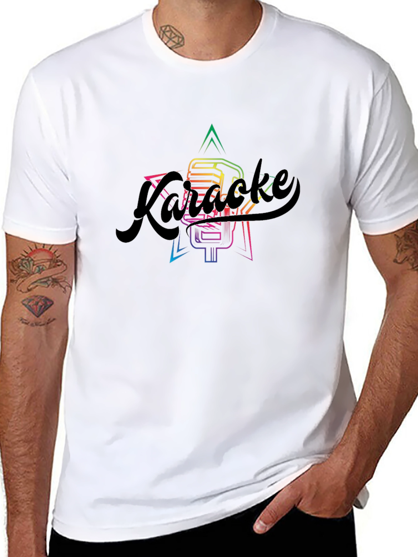 Karaoke Microphone Graphic T-Shirt - Black