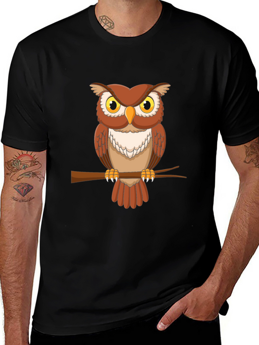Owl Graphic Tee - Mens Short Sleeve Crew Neck T-Shirt