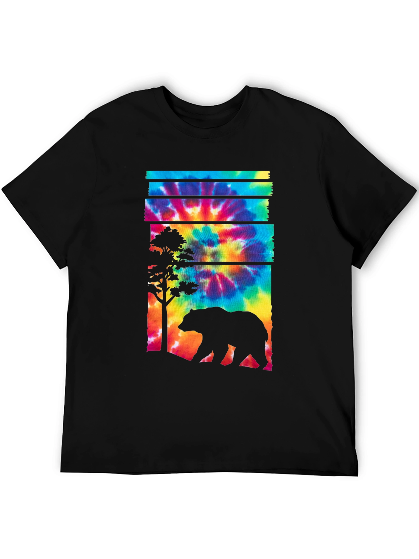 Tie Dye Bear Graphic T-Shirt - Casual Menswear