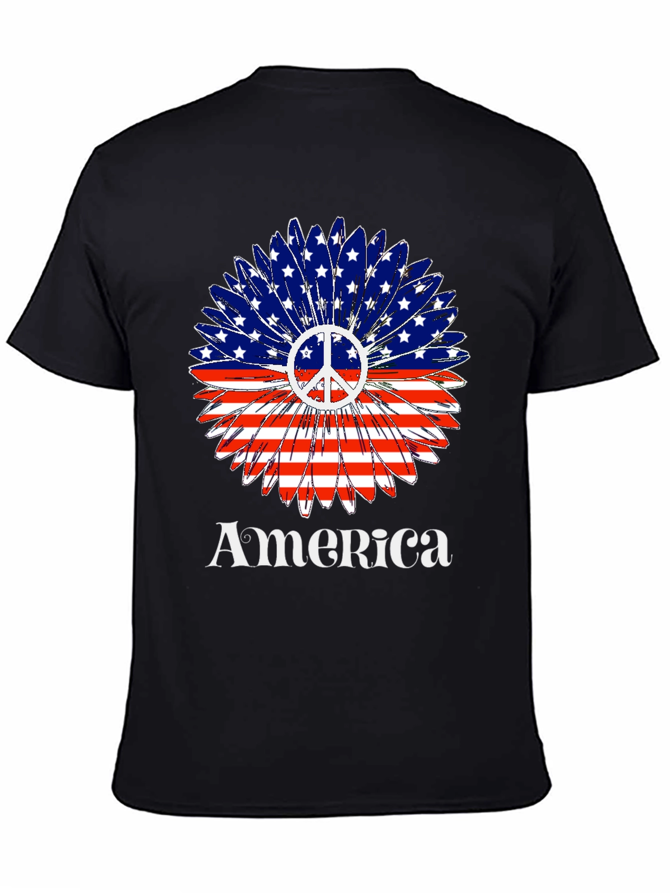 America Peace Sign Flower T-Shirt