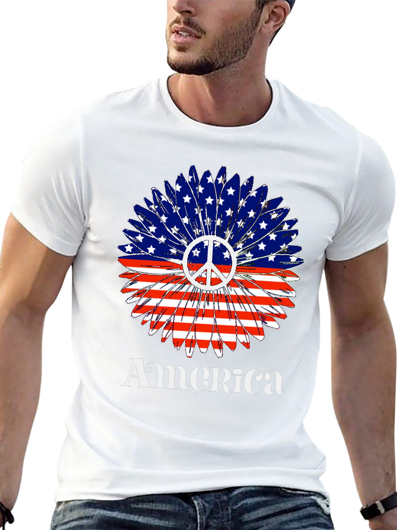 America Peace Sign Flower T-Shirt