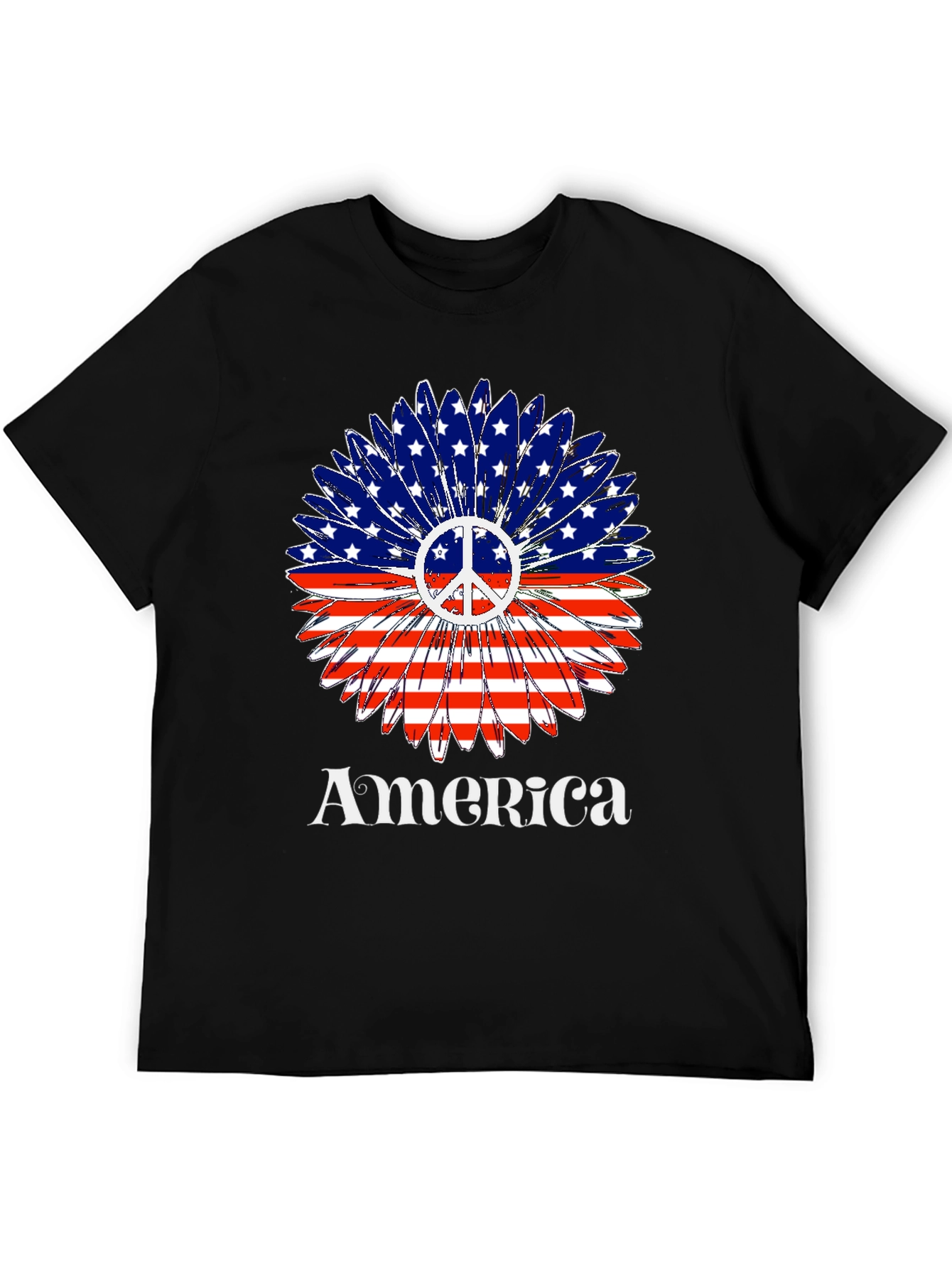 America Peace Sign Flower T-Shirt