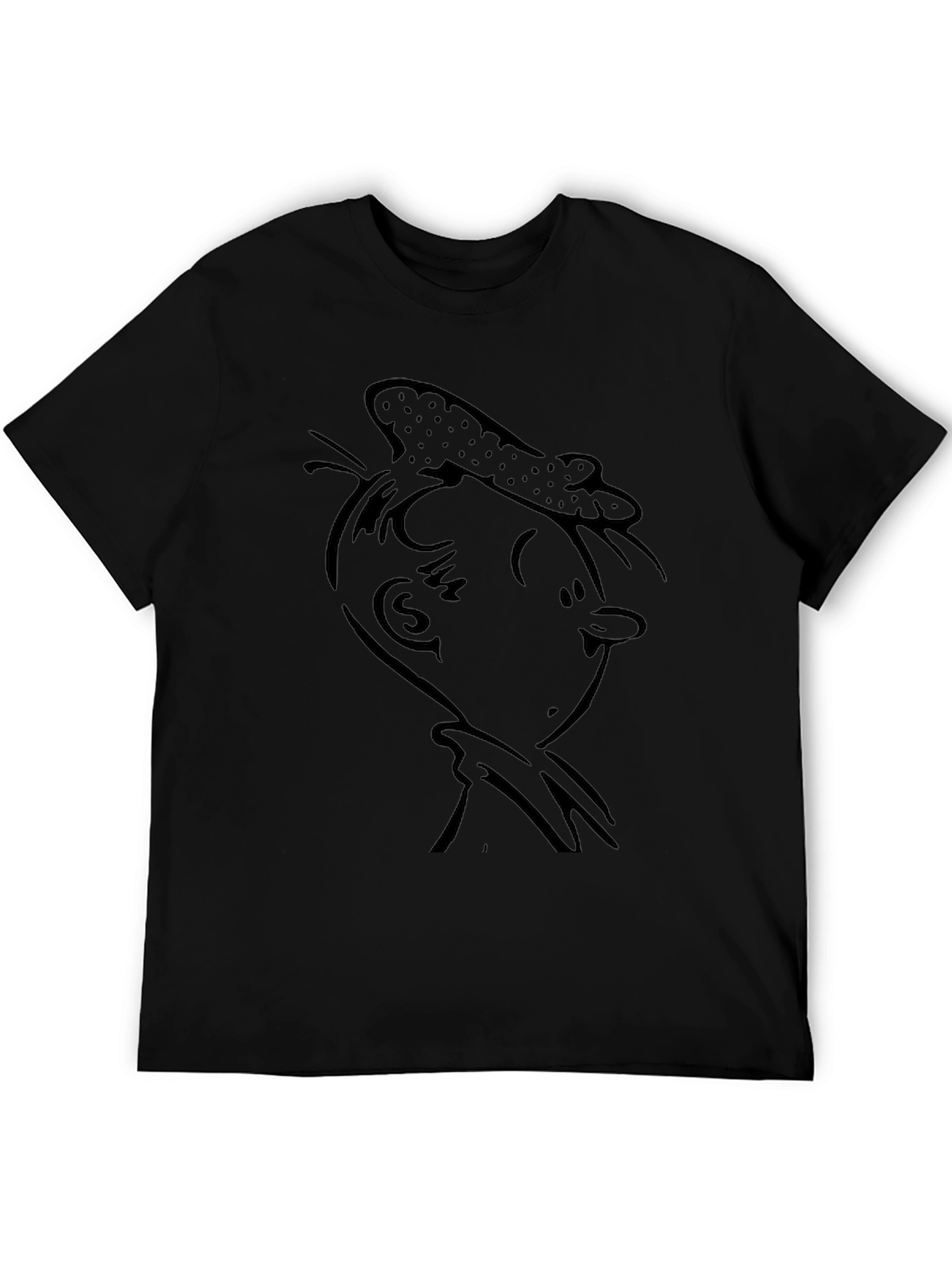 Retro Cartoon Graphic T-Shirt - Black Cotton Tee