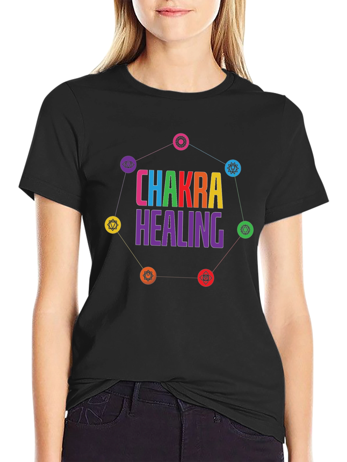 Chakra Healing Graphic T-Shirt Black