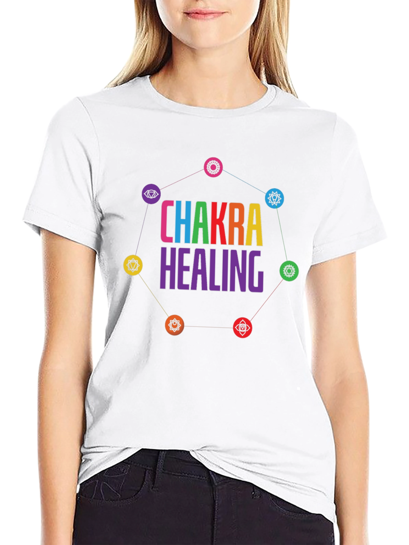 Chakra Healing Graphic T-Shirt Black