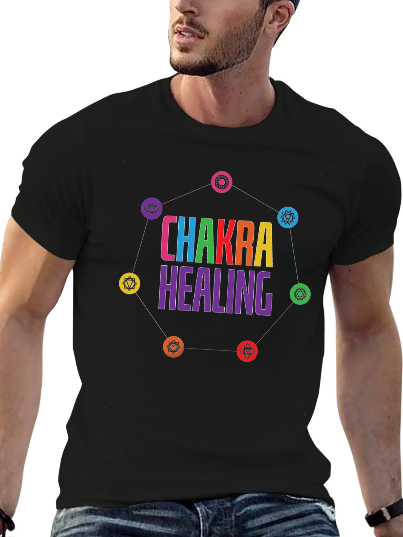 Chakra Healing Graphic T-Shirt Black