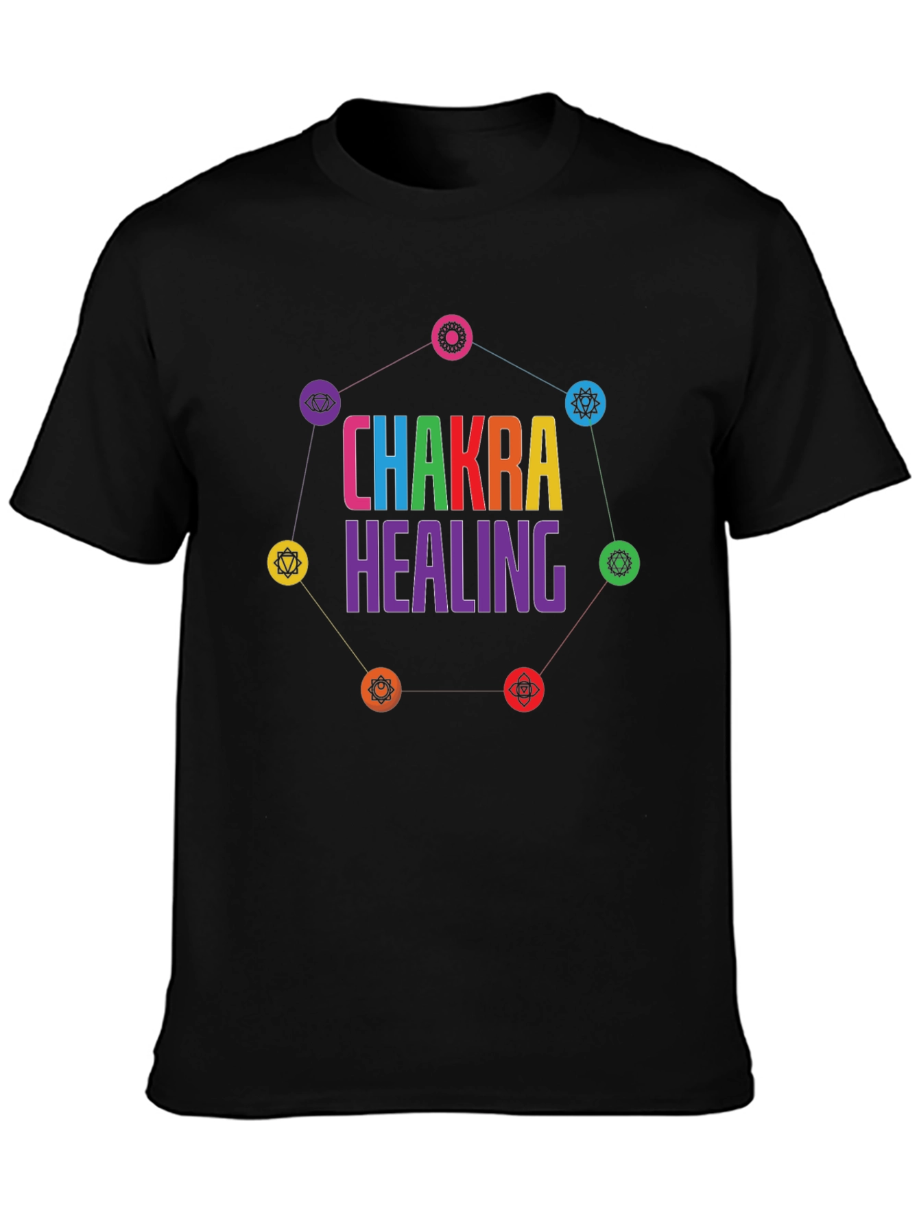 Chakra Healing Graphic T-Shirt Black