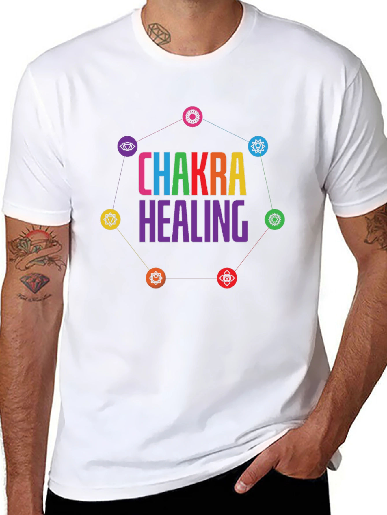 Chakra Healing Graphic T-Shirt Black