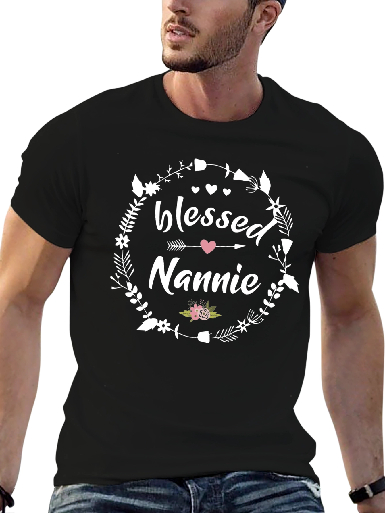 Blessed Nannie Floral Wreath T-Shirt