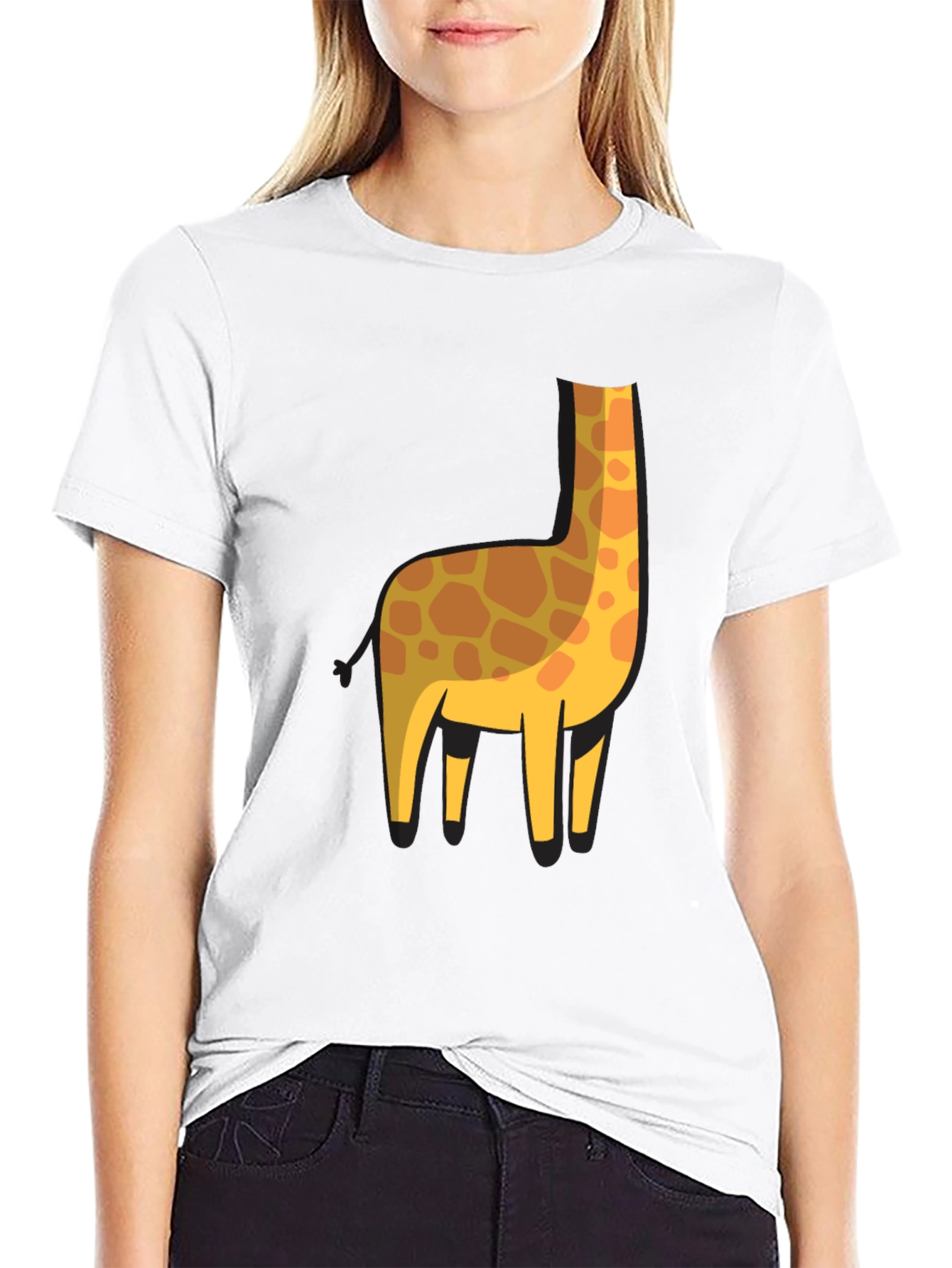 Giraffe Silhouette Graphic Tee - Black
