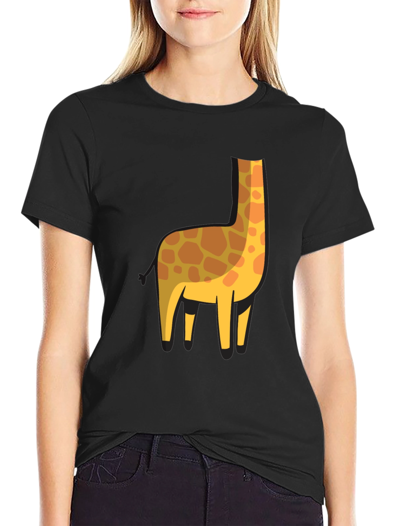 Giraffe Silhouette Graphic Tee - Black