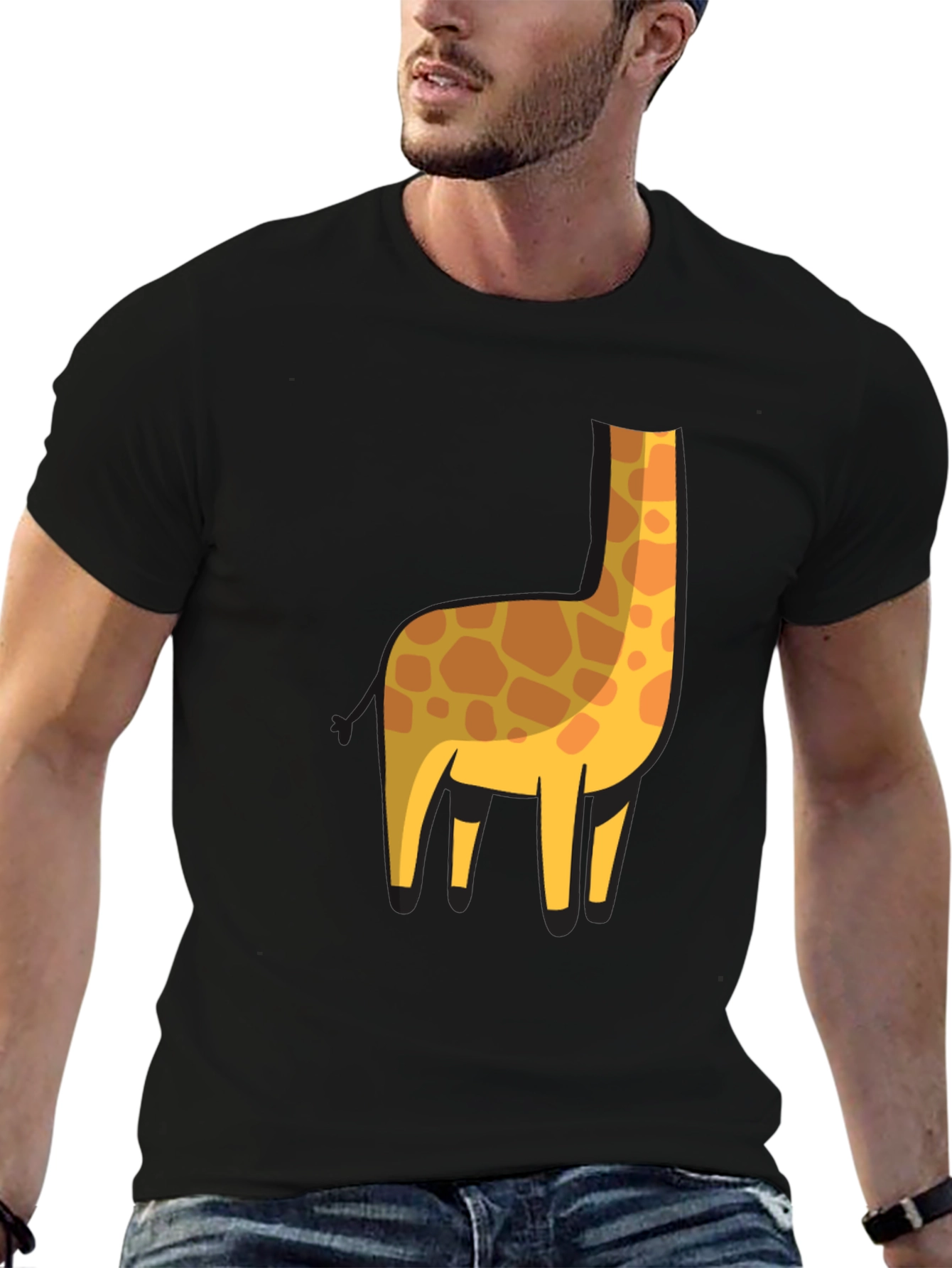 Giraffe Silhouette Graphic Tee - Black