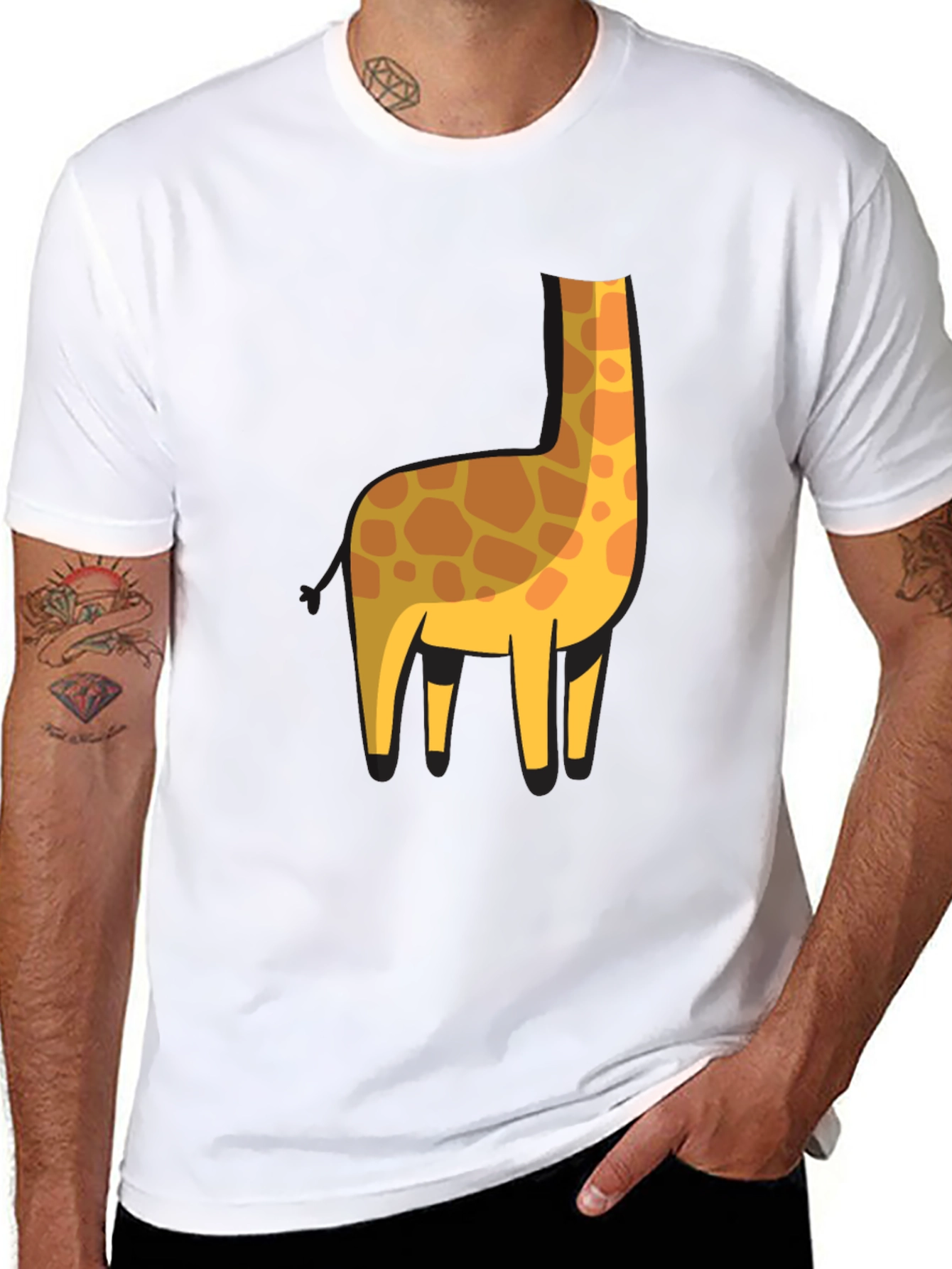 Giraffe Silhouette Graphic Tee - Black