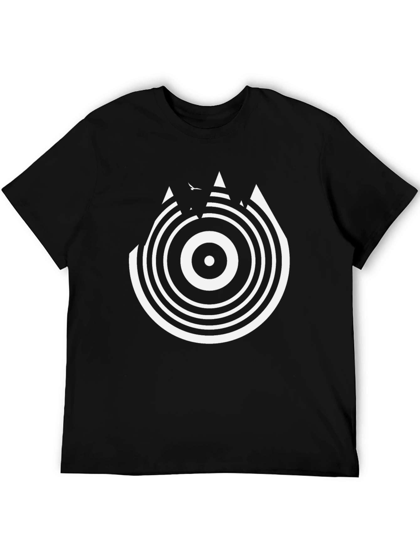 Abstract Circle Graphic Tee - Black Cotton T-Shirt