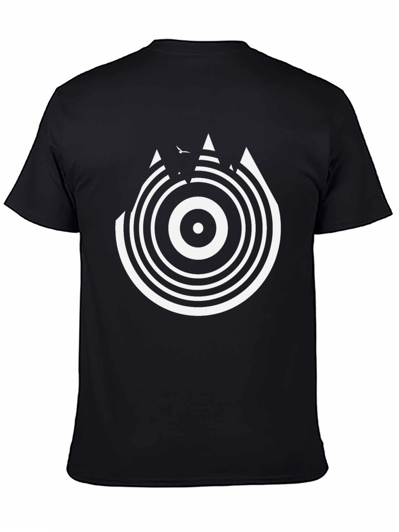 Abstract Circle Graphic Tee - Black Cotton T-Shirt