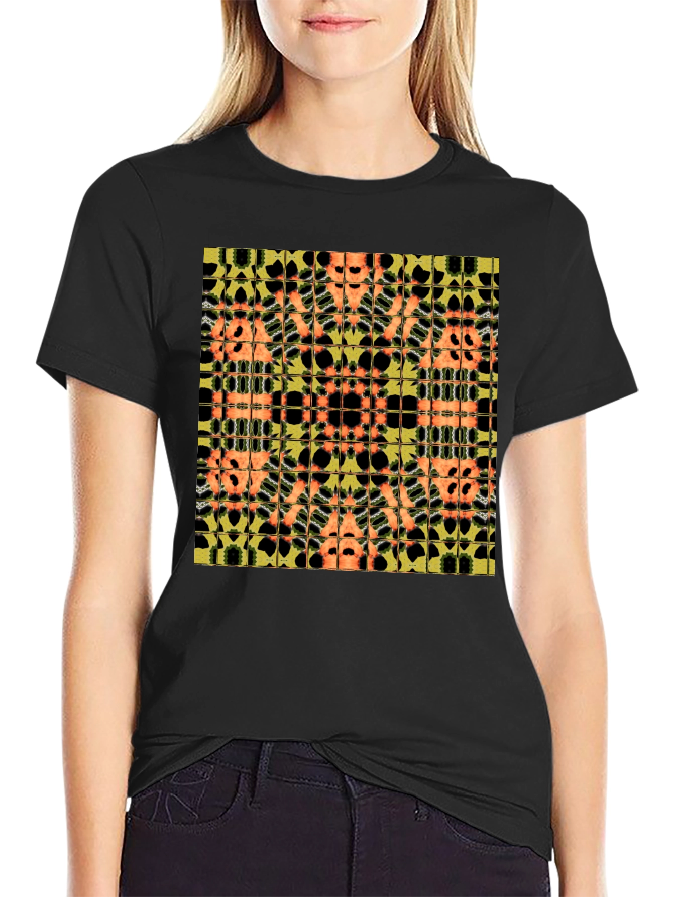 Abstract Pattern Black Tee