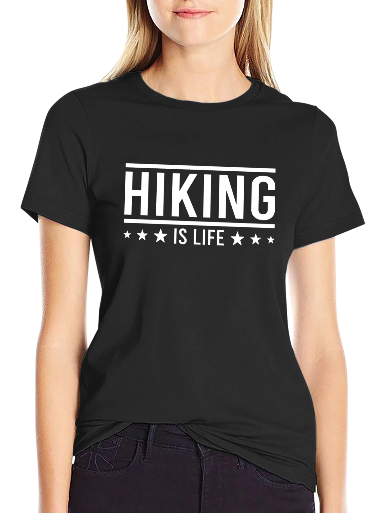 Hiking Is Life Graphic Tee - Black Cotton T-Shirt