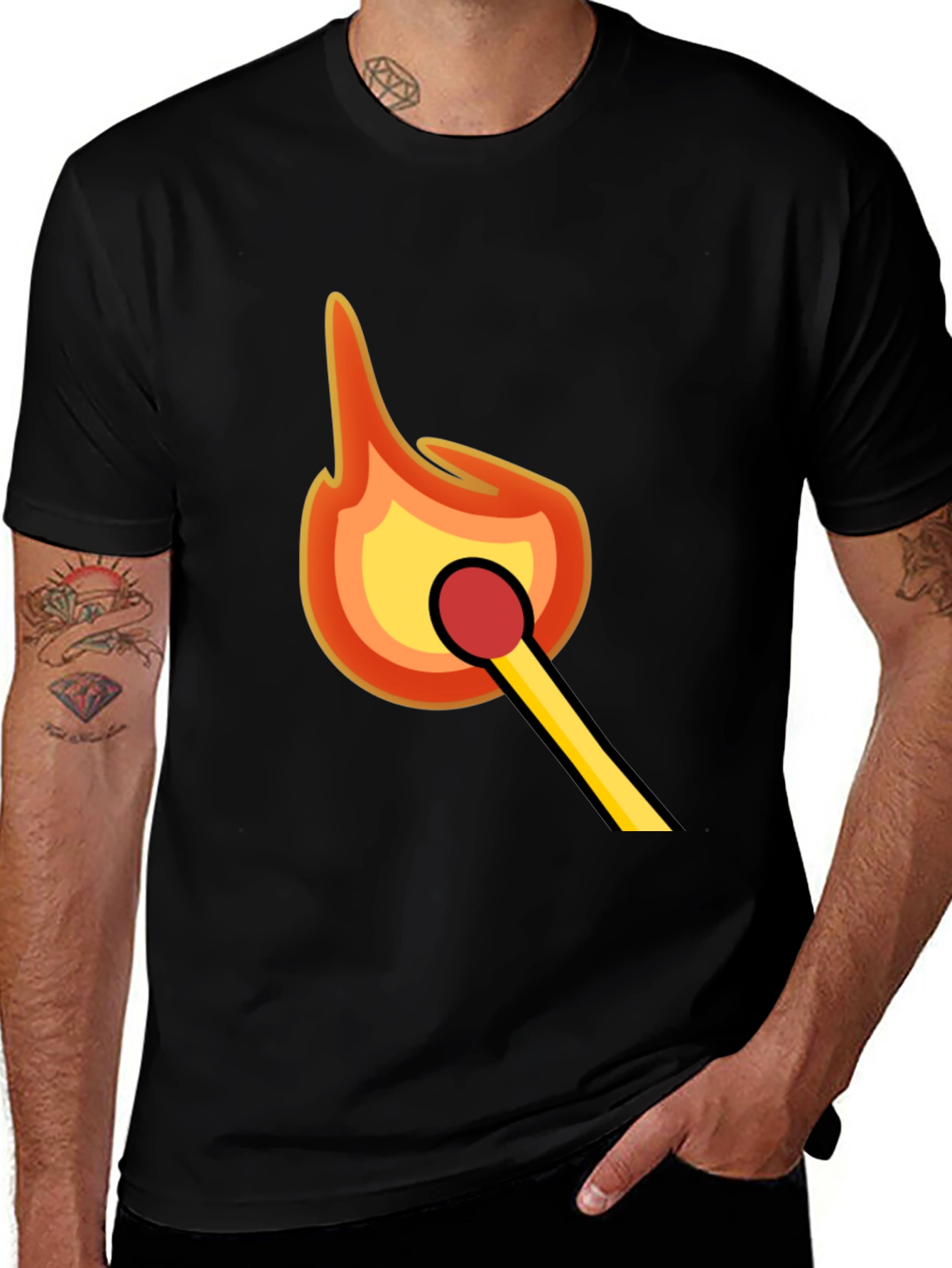 Match Flame Graphic Tee - Classic Black T-Shirt