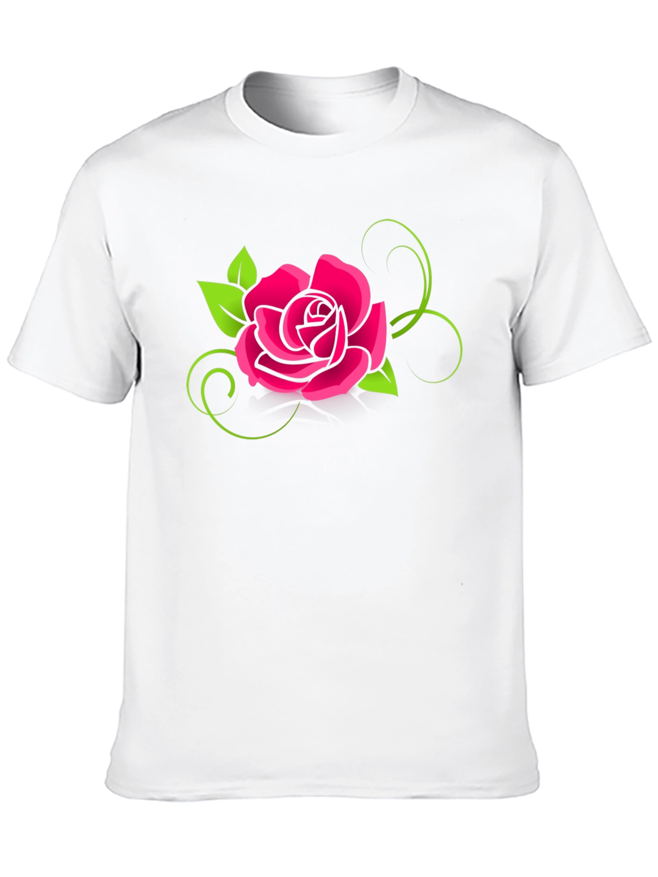 Black T-Shirt with Pink Rose Design