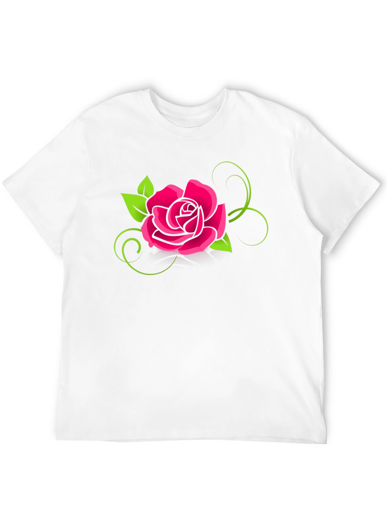 Black T-Shirt with Pink Rose Design